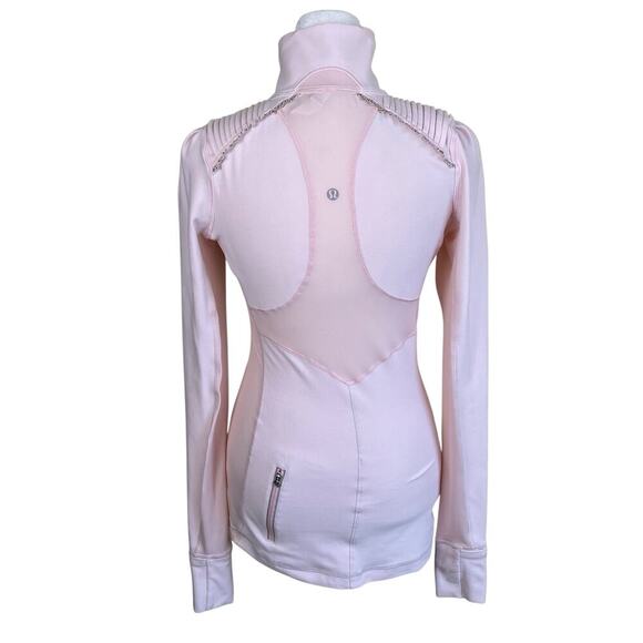 Lululemon Sz 4 Pretty Pink Star Runner Half Zip Pullover Fitted Stretchy Flawed - Picture 6 of 16